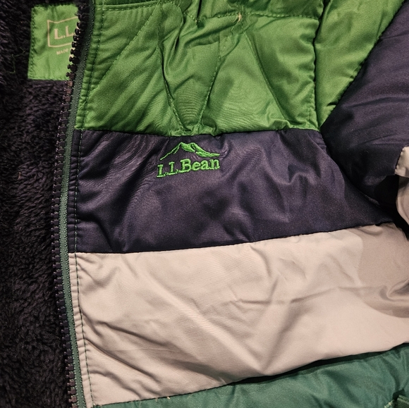L.L. Bean Kids' Bean's Down Colorblock Green and Blue Jacket - Picture 5 of 8